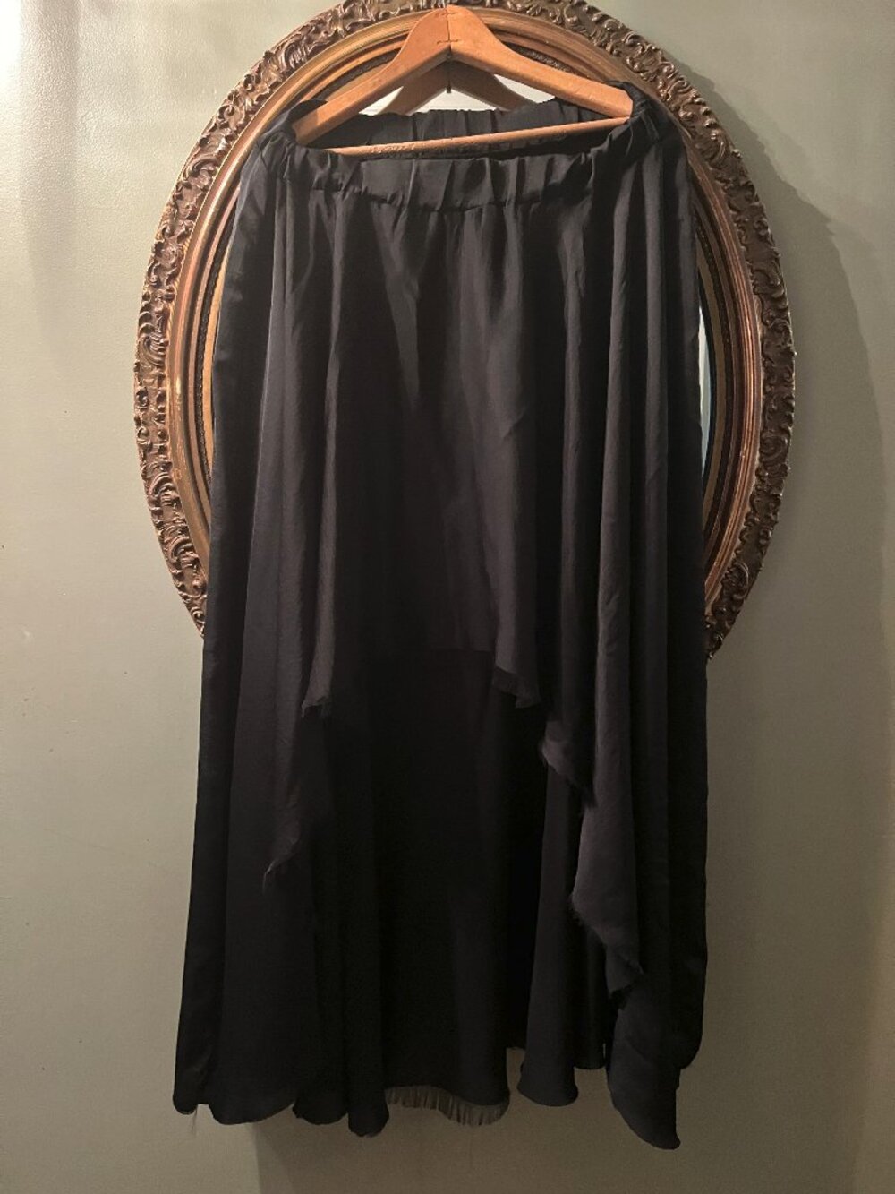 Enza Costa Black Silk High-Low Skirt